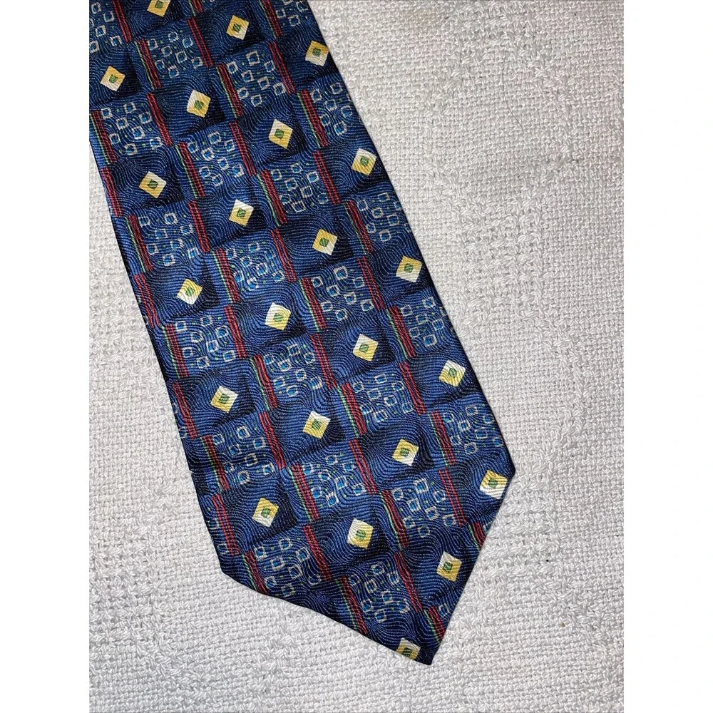 Burma & Bibas Men’s Dress Tie Size 56” 4” Blue Geometric Business Formal